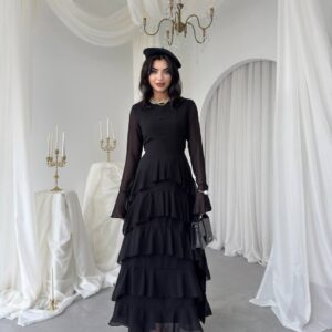 The Black Ruffle Tiered Maxi Dress