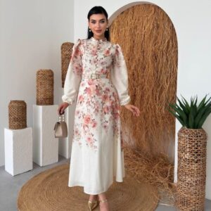 Meadow Muse High-Neck Midi Dress